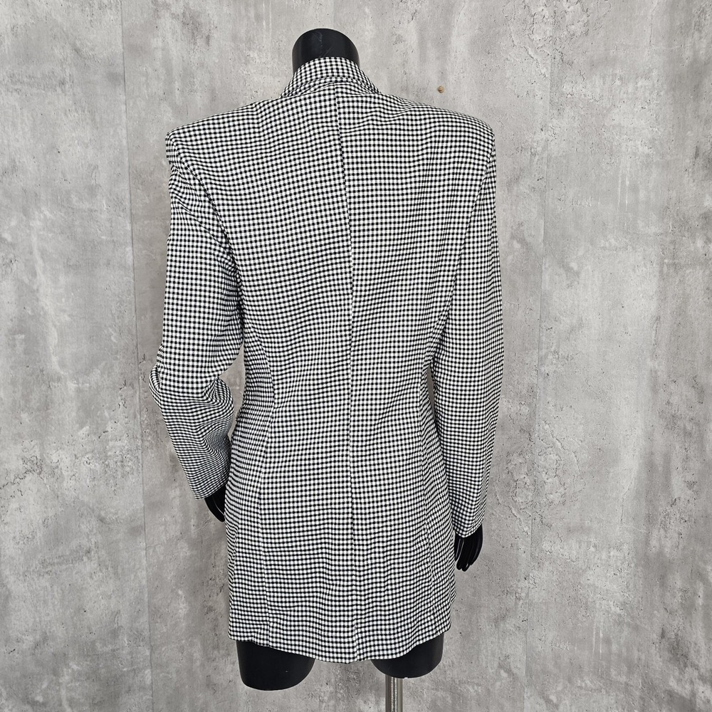 Laundry by Shelli Segal Black White Houndstooth Blazer Jacket 90s M USA - Picture 8 of 11